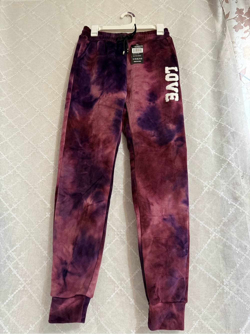 Love Tie-Dye Maroon & Purple Joggers